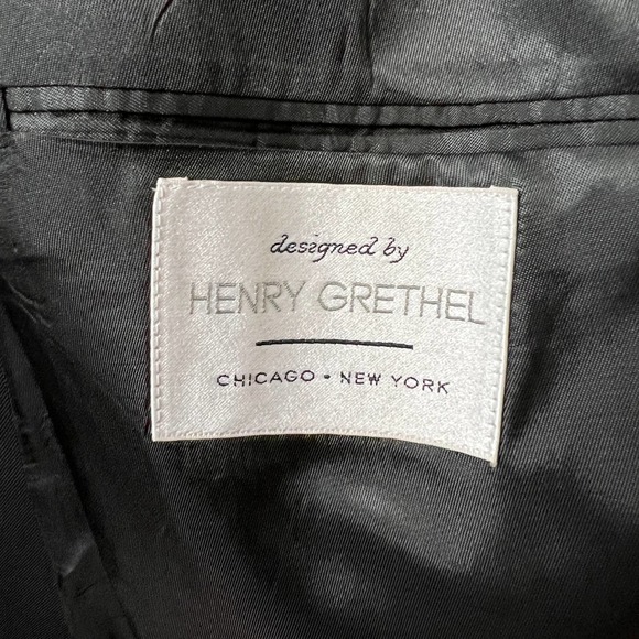Vintage Henry Grethel Mens 42 Double Breasted Single Button Black Blazer USA - Picture 6 of 7